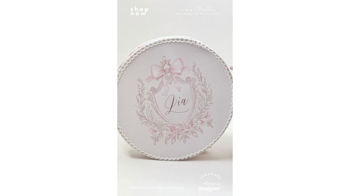 Trusou botez Pink Bows alb murdar, roz pudră și burgundy 5